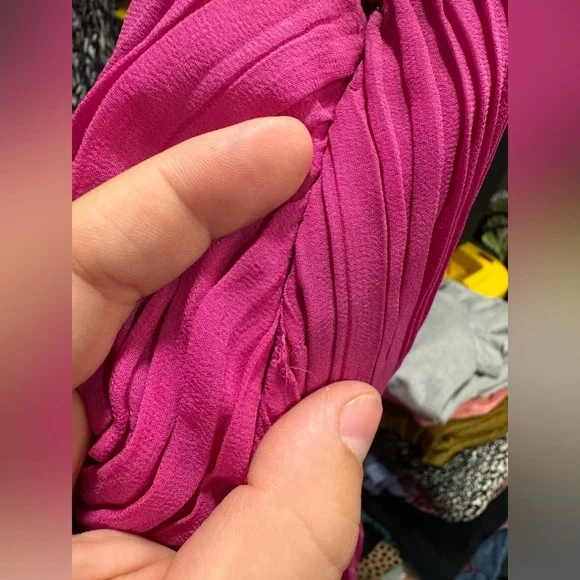 Theory Taliana Georgette Dress Rubellite Pink One Shoulder Bubble Hem Women’s 8 - Picture 6 of 8